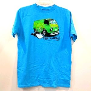 Animal Blue Shirt with Green Dodge A100 Van